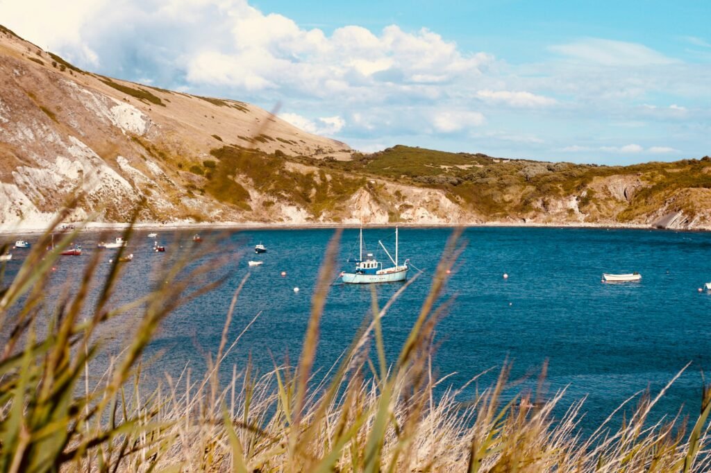 Lulworth Cove boat on the water